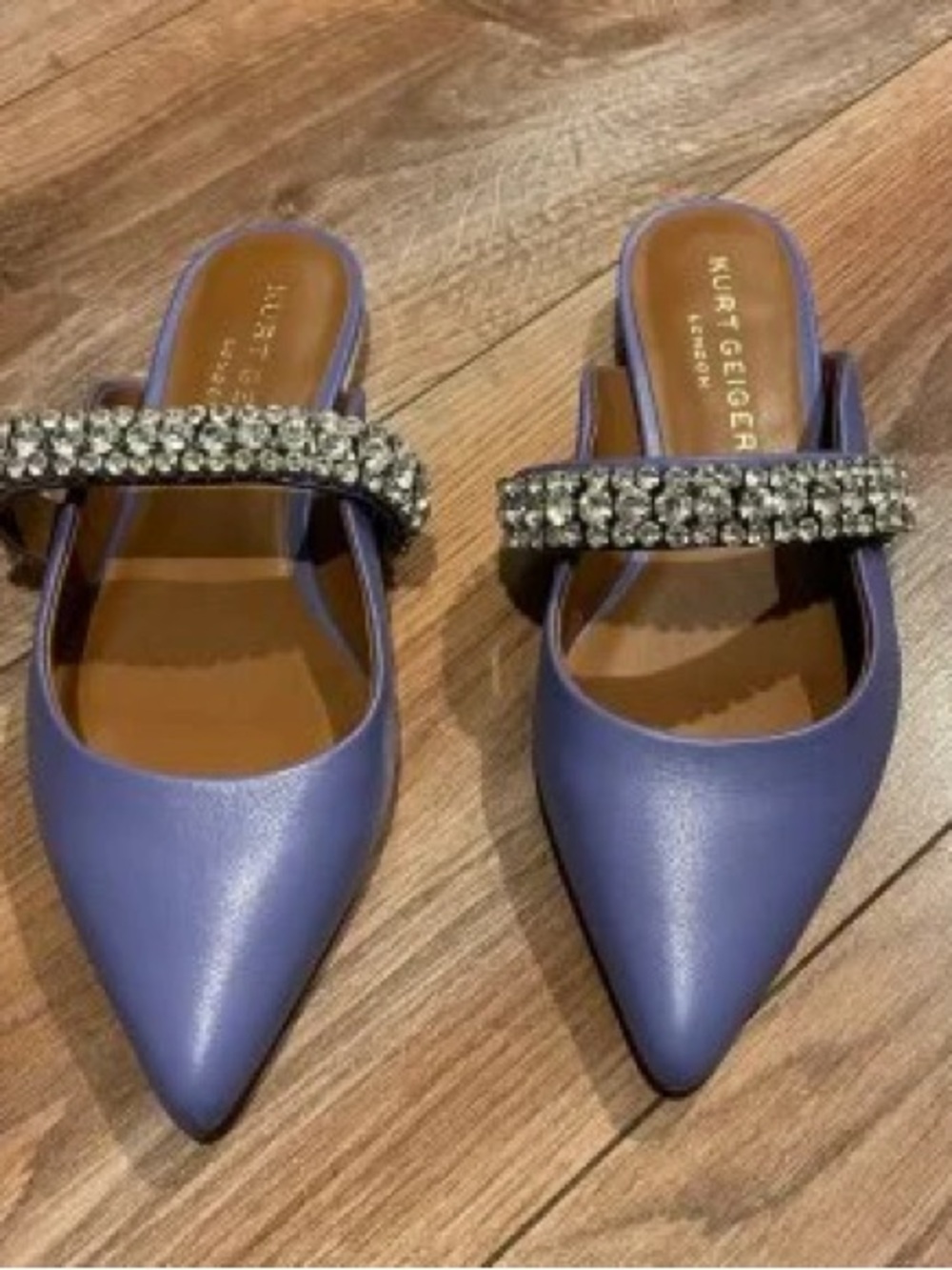 Kurt Geiger Lavender Crystal-Strap Pointed Mules - Picture 2 of 6